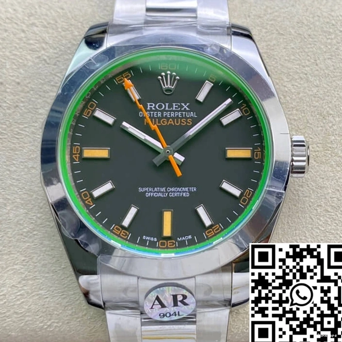 116400GV Dial Rolex Factory AR Black Milgauss 0510